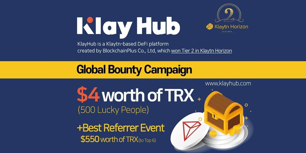 [Event] Klay Hub's Global #Airdrop

Hello, we're All in one De-Fi Platform, Klay Hub! The following events will be held. Don't miss it!

Click the link below to complete the missions:
gleam.io/competitions/B…

📌 Homepage: klayhub.com