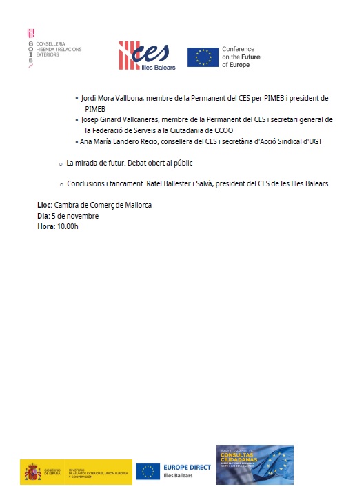 ces_ib's tweet photo. 🗓️ Divendres 5 de novembre a les 10 h. a la Cambra de Comerç:  Nova jornada del cicle #CoFoe i #IllesMed centrada en el dictamen H2030
➡️Les illes de la Mediterrània i la UE: el futur de les Illes Balears en el context insular mediterrani https://t.co/LT0CT9y8aJ