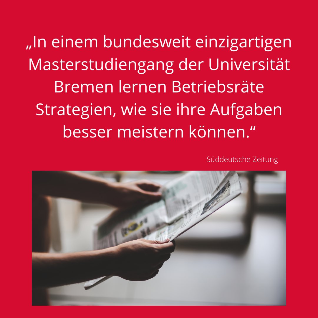 SimoneHocke's tweet photo. In der Süddeutschen Zeitung berichten Sandra Werner, Betriebsrätin bei der BSAG und Michael Adebar, Betriebsratsvorsitzender des Leibniz-IWT, von Erfahrungen aus dem Studium "Arbeit, Beratung, Organisation" an der Uni Bremen https://t.co/Ek4O6aqaHw @zap_Bremen @UniBremen @ANK_HB https://t.co/mXayxIWawW