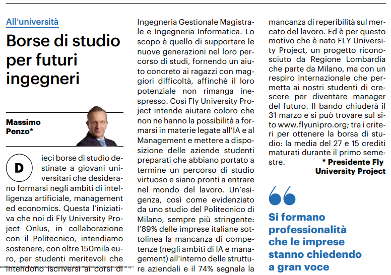 EtsFly's tweet photo. 🔵 Il Giorno 🔵📰👉Un bellissimo articolo a cura del Presidente, Massimo Penzo, pubblicato su "Il Giorno".

🏴󠁧󠁢󠁥󠁮󠁧󠁿󠁧󠁢󠁥󠁮󠁧󠁿An interesting article by the President, Massimo Penzo, published in "Il Giorno".
 #givewingstothefuture #artificialintelligence #machinelearning #university https://t.co/R3xRvWkCWX