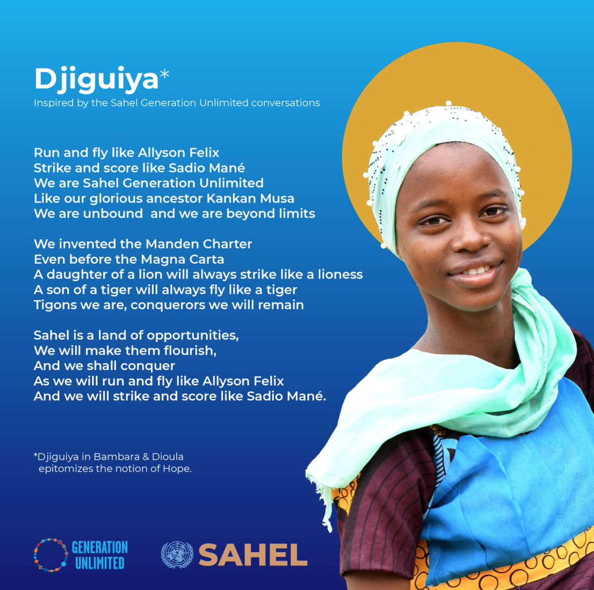fanna_maina's tweet photo. Journée Africaine de la Jeunesse #GenUSahel #ThrivingSahel par @_GenUnlimited
"The future of the Sahel is bright" @AminaJMohammed 
"L'éducation est l'une des composantes les plus importantes de programme" @mohamedbazoum 
 La session 👉🏾https://t.co/kiKiV2cmDy https://t.co/SbyDzzdTP7