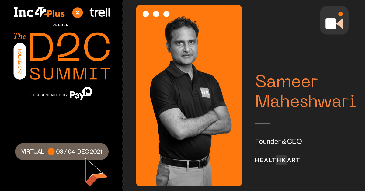 Inc42 (@inc42) on Twitter photo Joining #TheD2CSummit, we have <a href="/sameermahesh/">Sameer Maheshwari</a> Founder & CEO, <a href="/Healthkart/">HealthKart</a>
Register now for India's Largest D2C & Ecommerce Conference! - bit.ly/3lxK21e Joining #TheD2CSummit, we have <a href="/sameermahesh/">Sameer Maheshwari</a> Founder & CEO, <a href="/Healthkart/">HealthKart</a>
Register now for India's Largest D2C & Ecommerce Conference! - bit.ly/3lxK21e