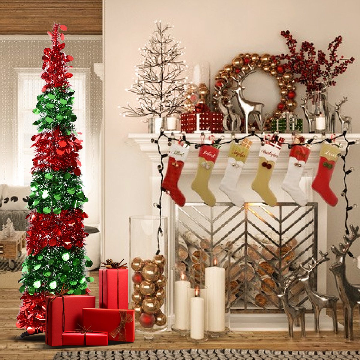 MACTING3's tweet photo. Christmas tree Green and Red #ChristmasTree #christmasdecorations #christmasdecor #Christmas #homedecorideas https://t.co/HzbMS3kp9g