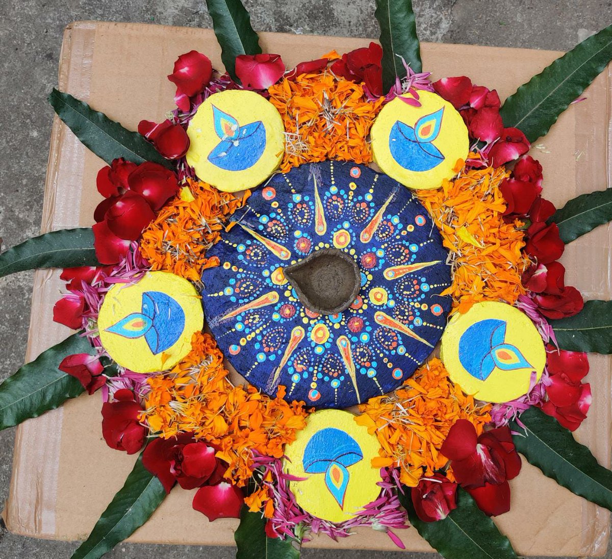 SaffronsworldO's tweet photo. This Diwali bring Instant Rangoli at home, saving hours &amp; hours of making Rangoli designs.  
Our rangoli is made from Cow dung cake, As purest as it can be.
It'll help to maintain the positive vibes at your place.

#rangoli #diwali #instant #design #reasonable #rangolidesign https://t.co/7oFps8Mu8U