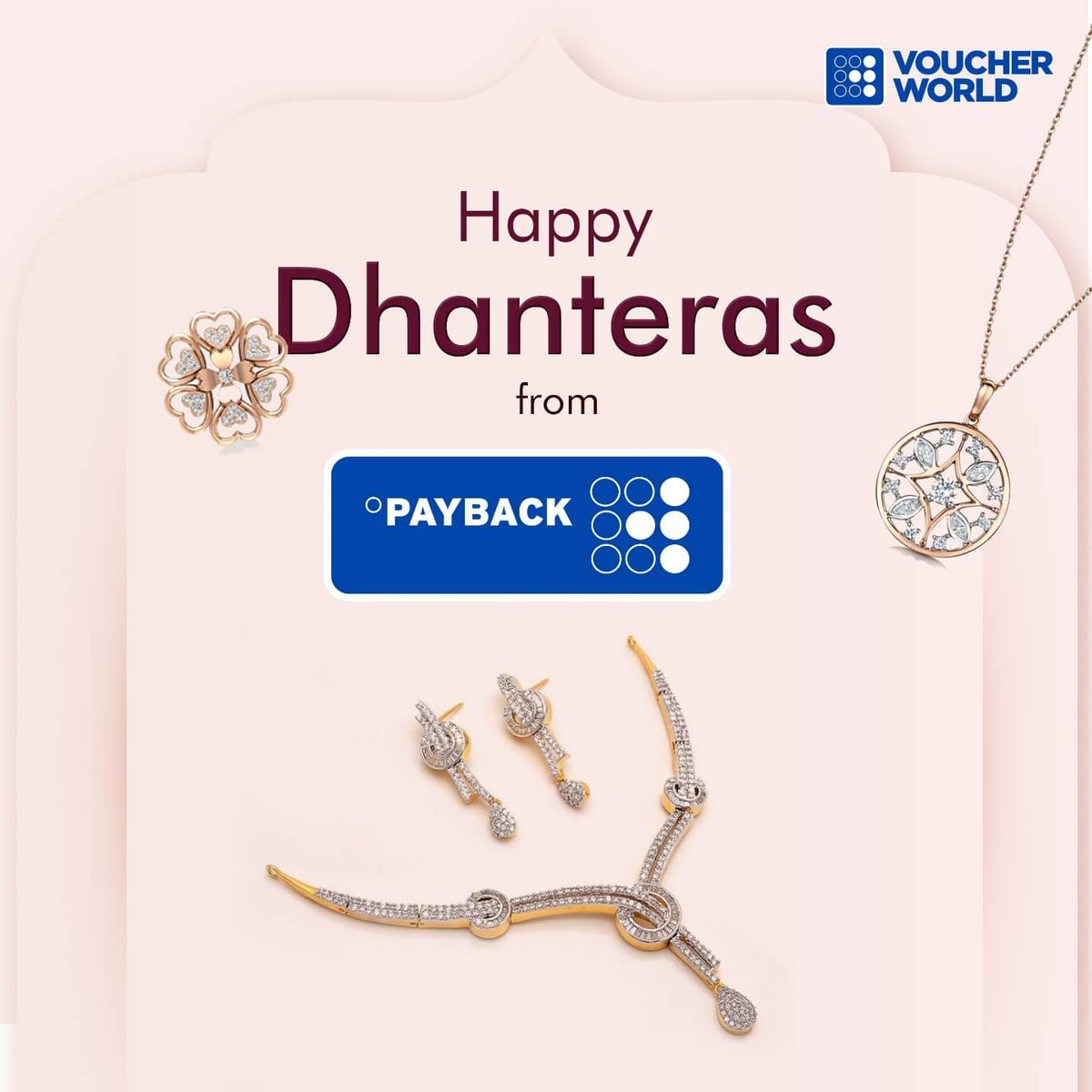 Glitter and gleam this Dhanteras with PAYBACK Voucher world. Get sparkling discounts on e-vouchers from top jewellery brands. Use vouchers to get discounts on the purchase of gold and diamond jewellery. 
#DhanterasBlessings #PAYBACKVouchers #PAYBACKDiscounts #PAYBACKRewards