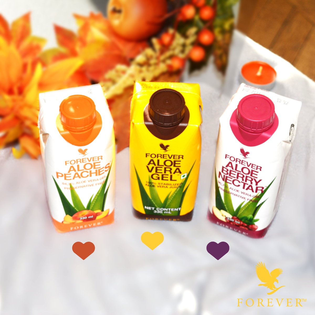 ForeverFranceHQ's tweet photo. 🍂✔️Quoi de mieux que de commencer la journée avec nos mini pulpes d'Aloe vera à boire... pour une pause saine et gourmande ! Laquelle choisiriez-vous ? 
Forever Aloe Pêche : [🧡]
Forever Aloe Vera : [💛]
Forever Aloe Berry Nectar : [💜]
#EnModeForever #AloeVera https://t.co/ubwJYGCNEO