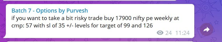 TA_Purvesh's tweet photo. Trade1: #niftyfuture short 18030 to 17880
Trade2: #bankniftyfuture short at 40150 now at 40000(open trade)
Trade3: #nifty 17600 pe 125 to 165 and again 140 to 170(trade open) total 2 round.
trade4: #nifty 179000 pe weekly from 57 to 99+
#paidchannel details in pinned tweet. https://t.co/pBga6SVg7j