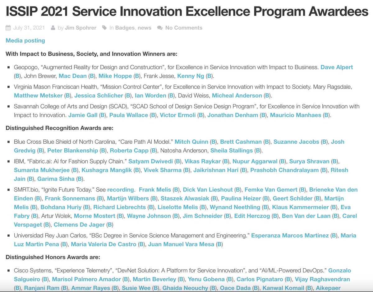 Really proud to receive the <a href="/ISSIP/">Ismail Patel</a> Service Innovation Award 2021 for our Degree in Service Engineering <a href="/ISE_URJC/">ISE URJC</a>. Thanks to <a href="/IBM/">IBM</a> <a href="/MeliaHotelsInt/">Meliá Hotels International</a> <a href="/euleninnova/">Eulen I+D+i</a> for their support from the beginning and  organizations that have joined the project <a href="/BBVA/">BBVA</a> <a href="/FUEONLINE/">Fundación Universidad Empresa</a> <a href="/ffe_es/">Fundación de los Ferrocarriles Españoles</a> <a href="/IFMA_spain/">IFMA España</a>