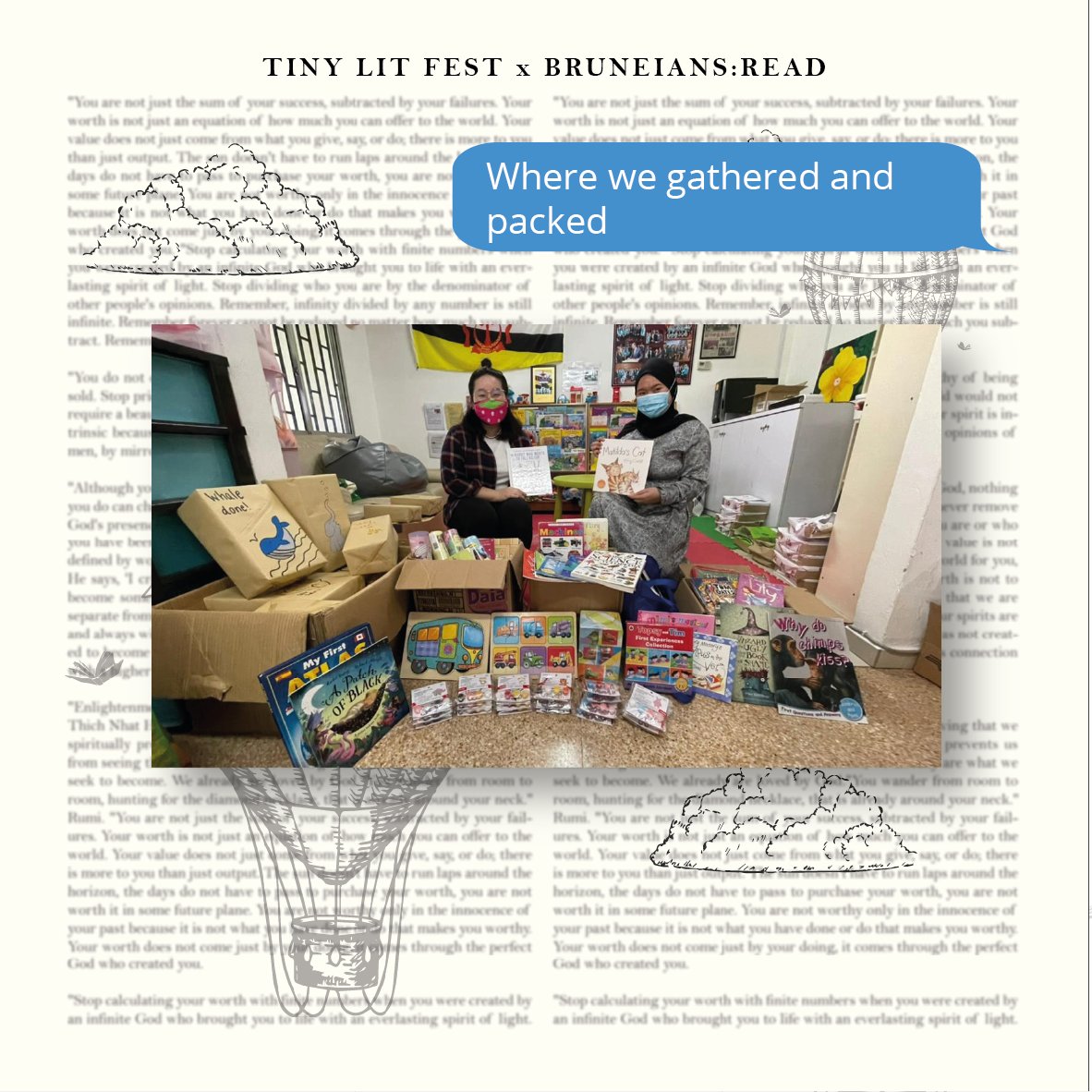 thetinylitfest's tweet photo. This amount funded the purchase of children's books, activity kits, and materials for mini libraries in NICs CHABEL 6 (Mumong) and CIC (Temburong). Would not have been possible without the support of LaVida Brunei, SinglemamaspeaksBN, Little BambooBN, and of course, yourself! https://t.co/AYUIgcAiyX
