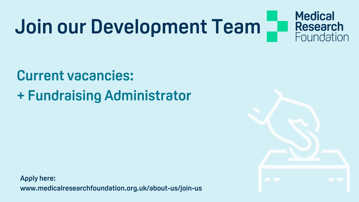 MedResFdn's tweet photo. 📢We're #recruiting a Fundraising Administrator to our Development Team!

The successful applicant would be responsible for the day-to-day administration and support of our #fundraising activities.

📅Closing date: 9am 11 November 2021

Find out more👉https://t.co/rNADlWIv5I https://t.co/eGWJTBEqjq