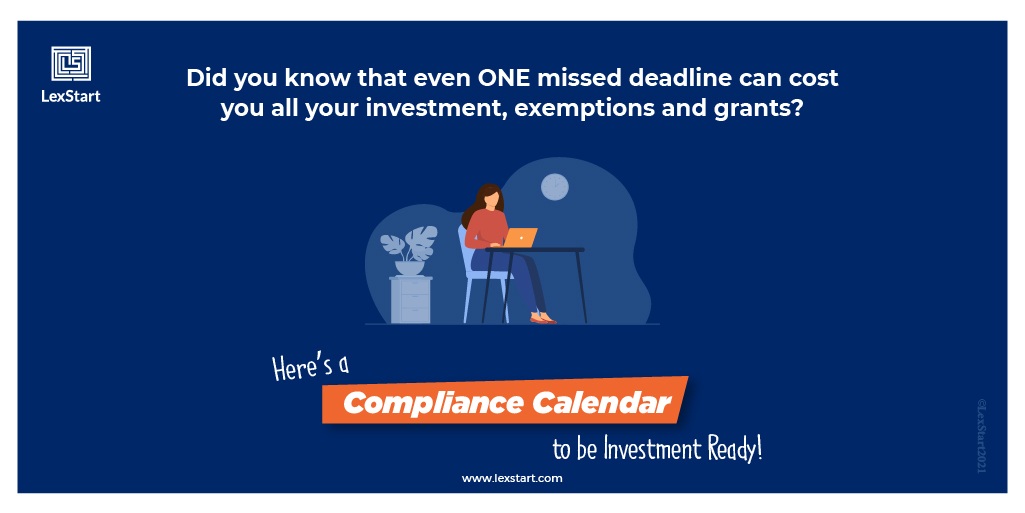 Lexstart_India's tweet photo. Be Compliant ! Be Investor Ready !
Use our free to enroll compliance calendar and stay updated on compliance deadlines. β© https://t.co/sa7kb4Fqhx
#Compliance #legaltips #startup #LexGyaan #startups #india #startupinida #fintech #blockchain #india https://t.co/tQBEmvf5zy
