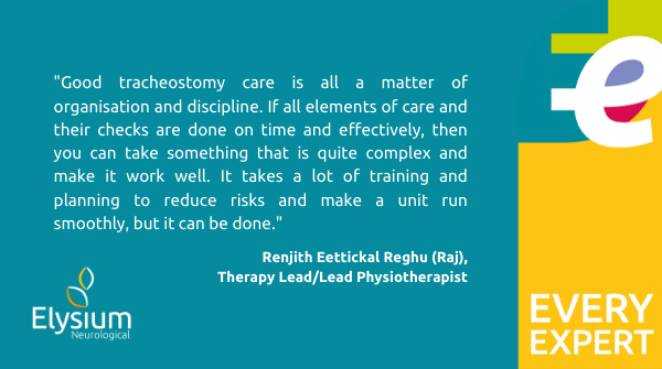 elysiumcare's tweet photo. “It is a matter of organisation. If all elements of care and their checks are done on time &amp; effectively, then you can take something that is complex &amp; make it work well."

Therapy Lead Renjith Eettickal Reghu talks #tracheostomy care with #EveryExpert https://t.co/dpikP1fZLX https://t.co/y9GvGs3EqI