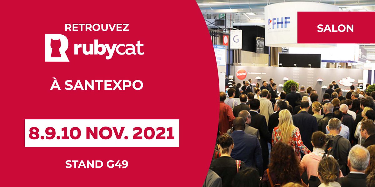 [📆 SALON : <a href="/parisSANTEXPO/">SantExpo</a> ]
Rubycat sera présent du 8 au 10 novembre à SANTEXPO 2021.
🤝 Retrouvez nous à PARIS EXPO - PORTE DE VERSAILLES - HALL 1- STAND G49.
👉 Vous inscrire : santexpo.com

#Cybersecurity #sante #Innovation #Startup #santexpo