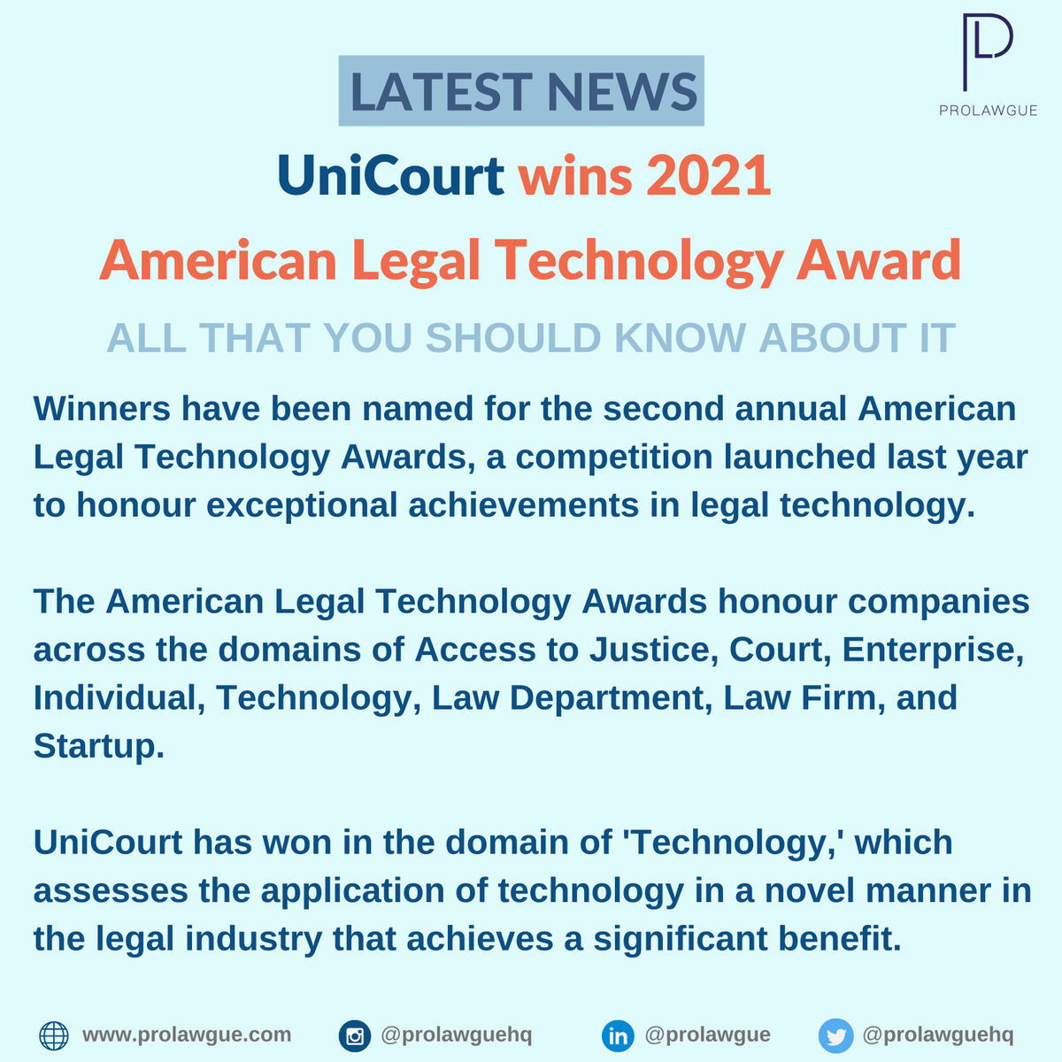 ProlawgueHQ's tweet photo. We extend hearty congratulations to @UniCourtInc, @goLawyaw, & @filevine for winning #American #LegalTech #Awards '21.
Watch our talk with @pshenoymi, COO & Co-Founder, about the goal of UniCourt: https://t.co/BZrjJkFHaj
@JoshBlandi @goclio @LegalZoom @GNGFound @ArtificialLawya https://t.co/hLlqceaOMM