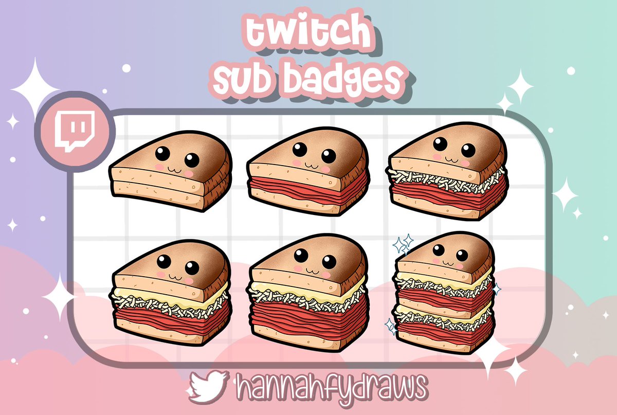 Got to work with the absolutely amazing <a href="/HannahfyDraws/">Hannah | Emote Artist 💫</a> for my new Sub Badges. As people are aware my name is Reuben so we are going to be some lovely ole Reuben Sandwiches together <3 

If you want some incredibly cute emotes or sub badges I highly recommend HannahfyDraws!