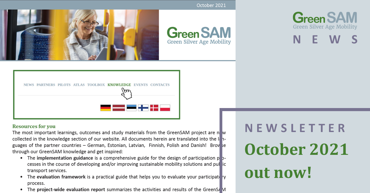 GreenSAM_BSR's tweet photo. 📧 You got mail: our GreenSAM #newsletter.  
We are especially pleased to present our #online #knowledge #portal on participative planning of age-friendly mobility! 💡🚎🚲Visit here: https://t.co/pcFsRq4wtC

Read the newsletter here: https://t.co/aoY7xBrtF3

#MadeWithInterreg https://t.co/6Ff8Dy6lCm