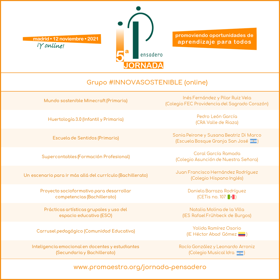 FundPromaestro's tweet photo. Descubre los grupos de discusión de la #JornadaPensadero: #LetraMaestra, #InnovaSostenible y #EduReto, con prácticas de España, Argentina, Colombia y México. Inscripción gratuita (online o presencial) en https://t.co/loL0qB5Lut. El 12/11 a las 17:00... ¿Te lo vas a perder? 👩‍🏫😎 https://t.co/9awDovmOLF