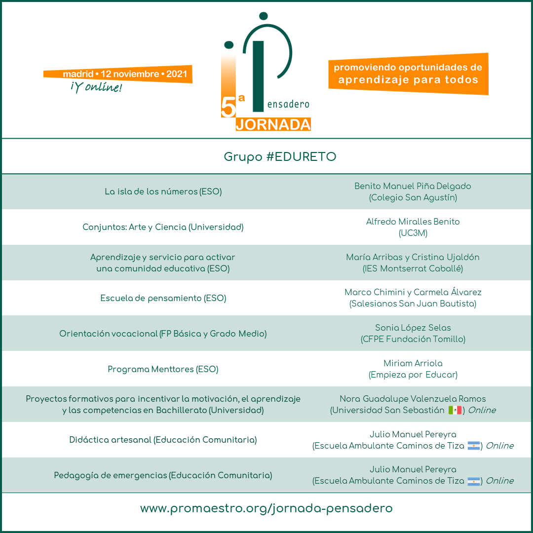 FundPromaestro's tweet photo. Descubre los grupos de discusión de la #JornadaPensadero: #LetraMaestra, #InnovaSostenible y #EduReto, con prácticas de España, Argentina, Colombia y México. Inscripción gratuita (online o presencial) en https://t.co/loL0qB5Lut. El 12/11 a las 17:00... ¿Te lo vas a perder? 👩‍🏫😎 https://t.co/9awDovmOLF