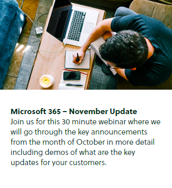 MWHDistribution's tweet photo. Catch @coylemi November Modern Workplace update at 10am this morning, register for free at https://t.co/I5zjUyoEB0 @Microsoftirl @msPartner @m365pnp https://t.co/gMeA6gvIfw