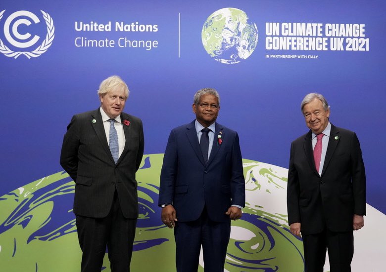PatrickLynchUK's tweet photo. President @wavelramkalawan observed in his address @COP26 yesterday that small island states like #Seychelles 🇸🇨 face an existential threat from the consequences of #climatechange.
To protect these beautiful islands, it's critical that we act now.

#COP26 #TogetherForOurPlanet https://t.co/qDvIq03RqR