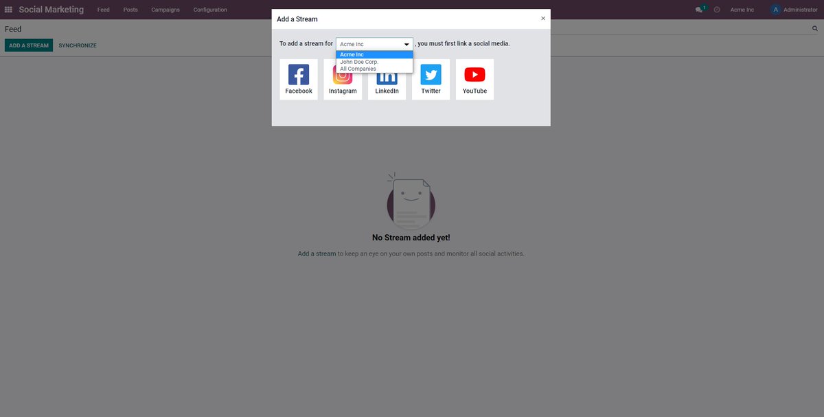 LNAodoo's tweet image. Don&apos;t let your #Odoo Social Feed get messy,
Partition Streams by Company.
Want to use an account jointly?
That&apos;s also a possibility.