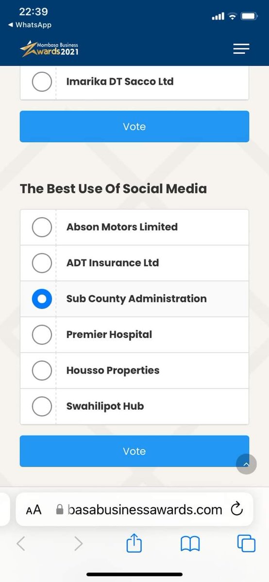 SubcountyAdmin's tweet photo. 2021 AWARD NOMINEES PLEASE VOTE FOR US!🤩
The year 2020 &amp; the better part of 2021 saw many Kenyans, businesses &amp; organizations suffer huge setbacks as a result of the Covid19 pandemic. From dipped sales to close of operations &amp; businesses,people lost their sources of livelihoods. https://t.co/3VFgJ0qdJv
