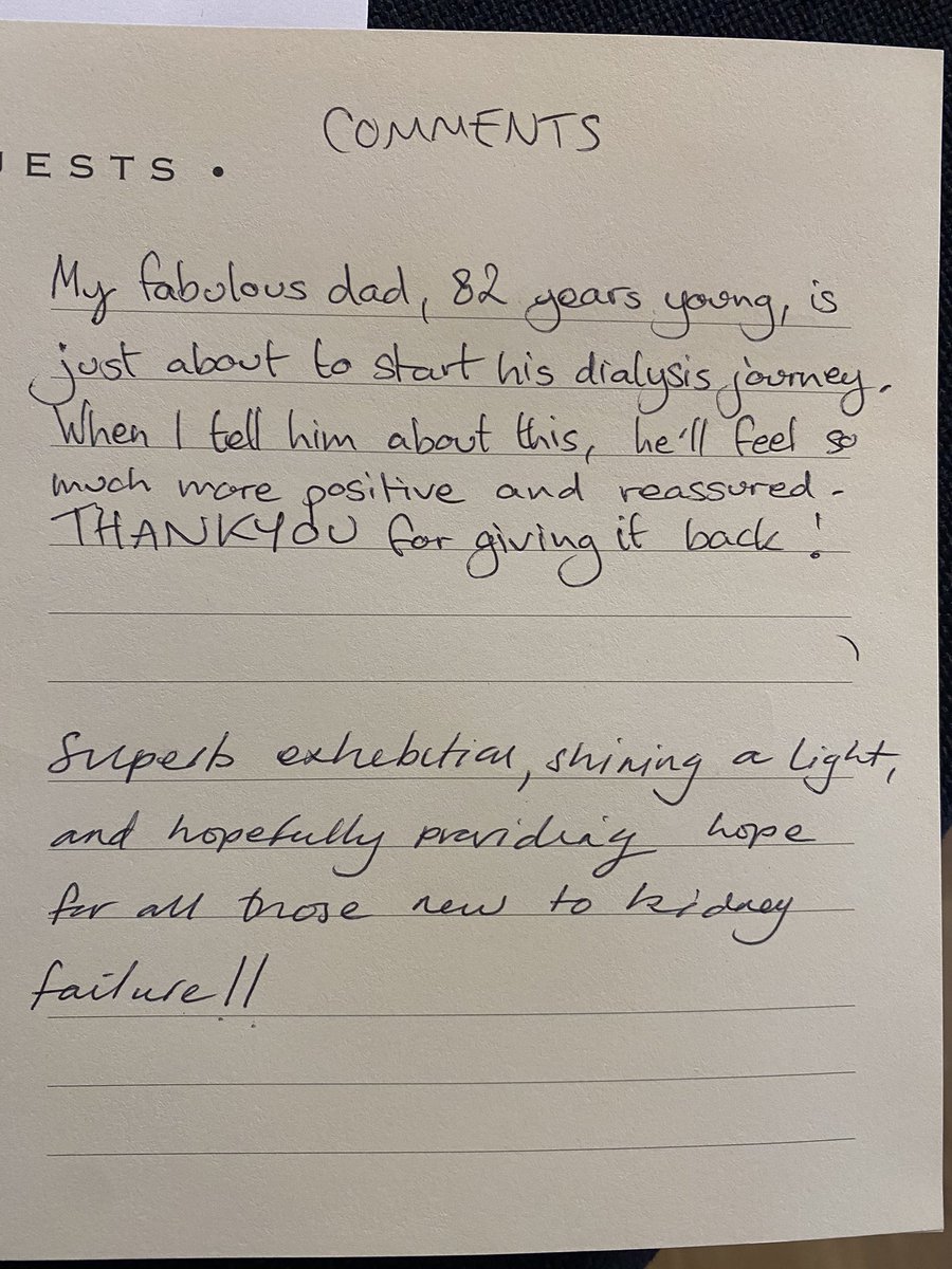 queenofdialysis's tweet photo. In case you were thinking about whether to come visit our #survivorslifeunfiltered exhibition @OxoTowerWharf here are some comments from our wonderful visitors. It has been a joy meeting and talking to so many people 🤩😍 @RichardBoothUK @QuantaDT @Kidney_Research @kidneycareuk https://t.co/9zDiO4h3Sx
