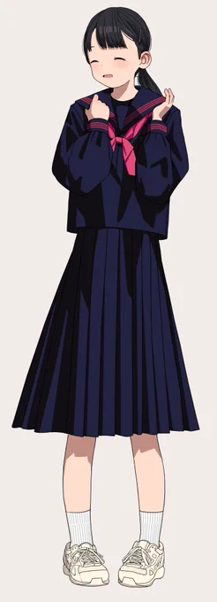 赤ライン・赤スカーフの紺セーラー服が制服の中学校
①小鹿野町立長若中学校(埼玉県)
②西目屋村立西目屋中学校(青森県)
③七戸町立榎林中学校(青森県)
④五ヶ瀬町立三ヶ所中学校(宮崎県) 