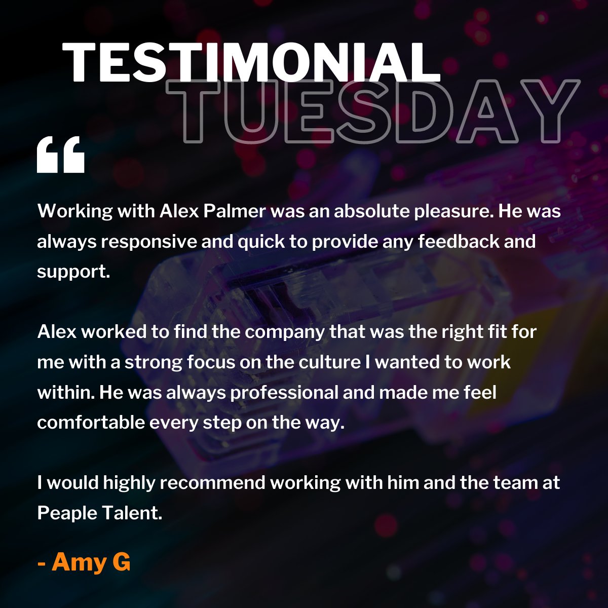 Another Testimonial for #TestimonialTuesday

"Working with Alex Palmer was an absolute pleasure" 👏

Great feedback from one of Alex's very happy candidates!

#techjobs #itjobs #rectuitmentagency #hiring
