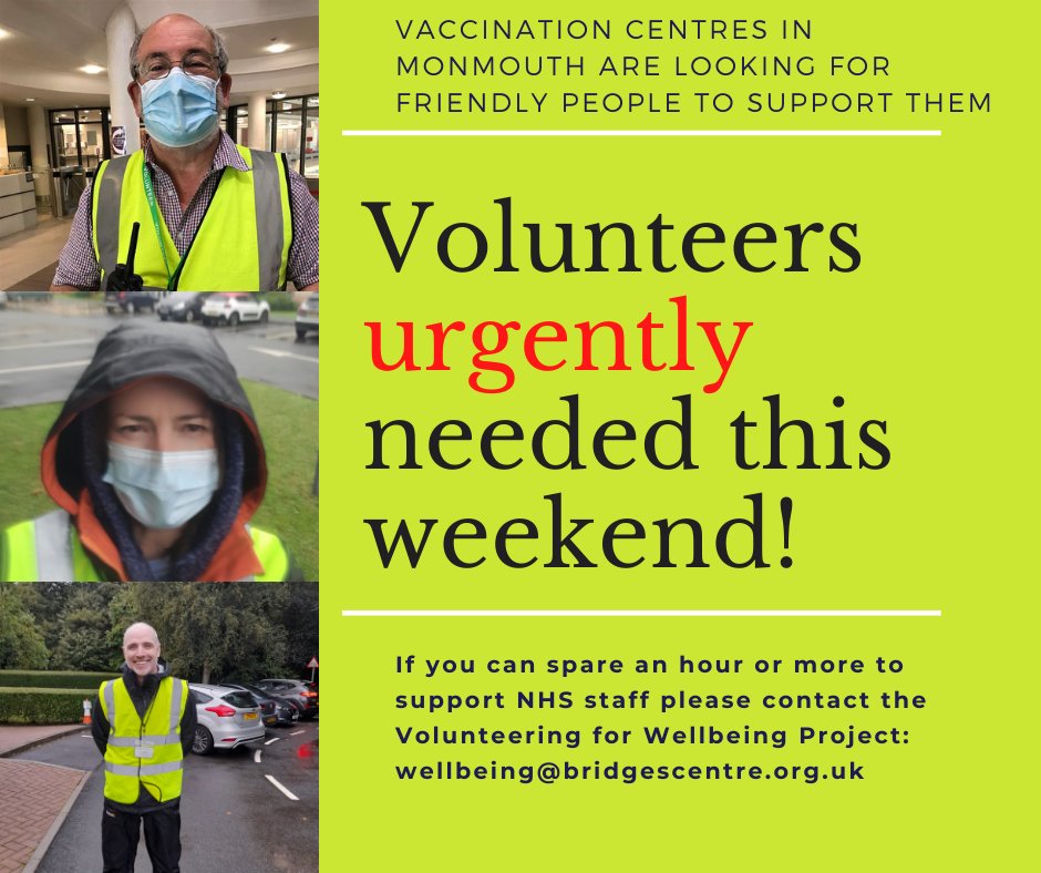 We are in urgent need of extra help this weekend in Monmouth. Could you spare on hour or more? Please do get in touch: wellbeing@bridgescentre.org.uk Please Retweet - thanks.
