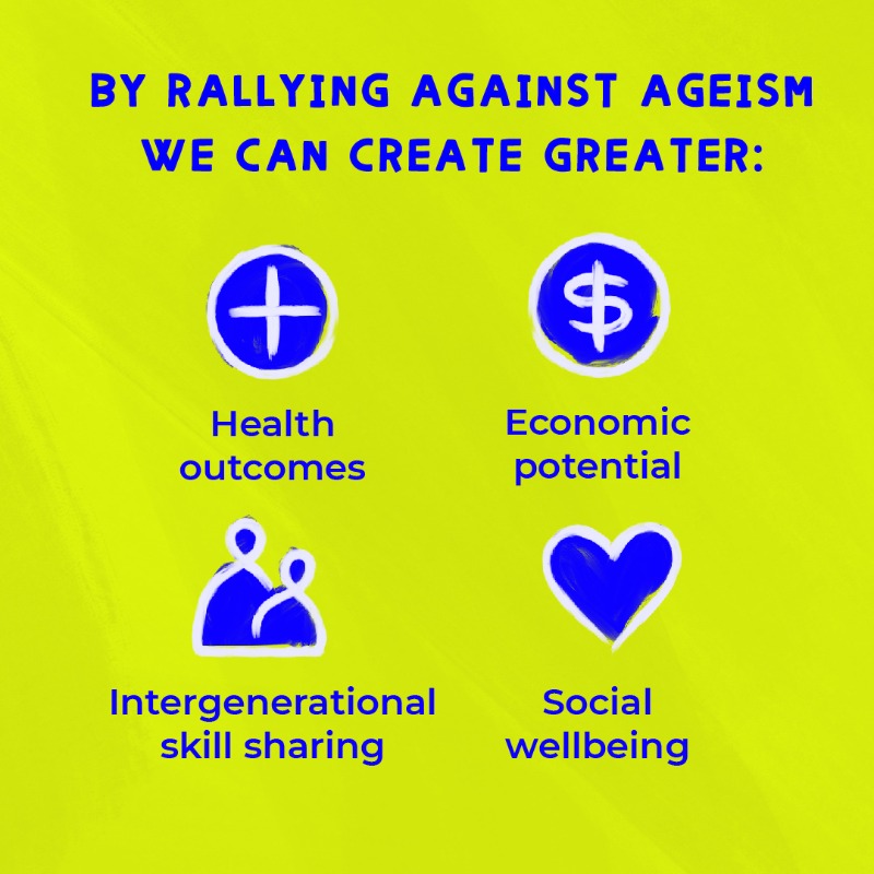 WHO's tweet photo. Ageism affects people of all ages. 

It’s affecting our health, wellbeing, our social systems and our economy. It’s time for change.
Help us create #AWorld4AllAges.

👉 https://t.co/citXXbrRLE
