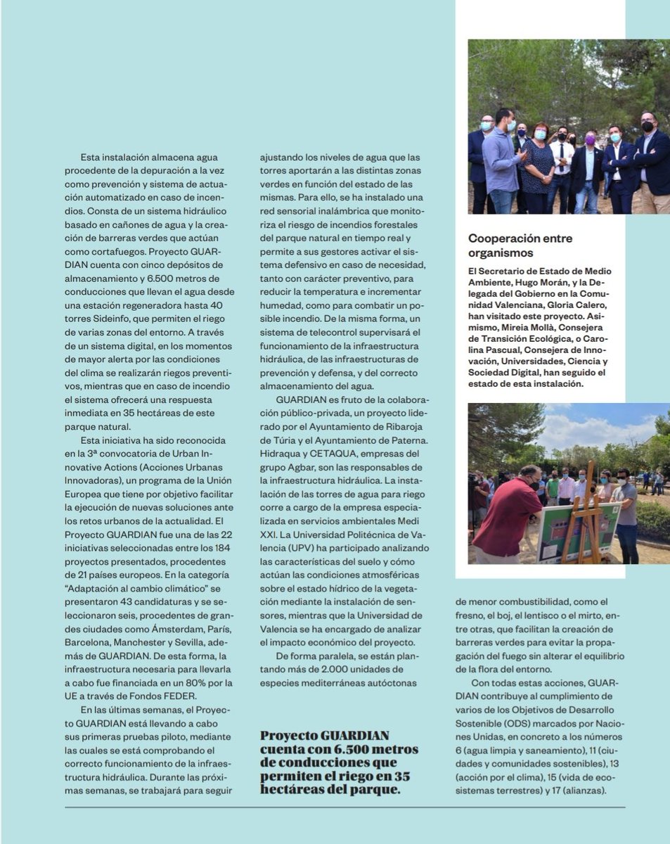 Esta fin de semana, <a href="/el_pais/">EL PAÍS</a> Semanal publicaba un artículo sobre el #ProyectoGUARDIAN como ejemplo de colaboración público-privada y replicable en otros  territorios donde sea necesario aumentar la resiliencia a los #IIFF #CambioClimático