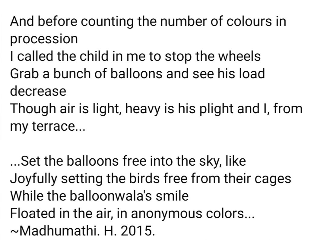 Madhumathi_Inks's tweet photo. "...The balloonwala silently pinches the balloons
That scream-out the colourless journey pedalled by him.."
#Balloons #Balloonwala #Colors #Life #Hardships #Poetry #Art https://t.co/0oh02WJ178
