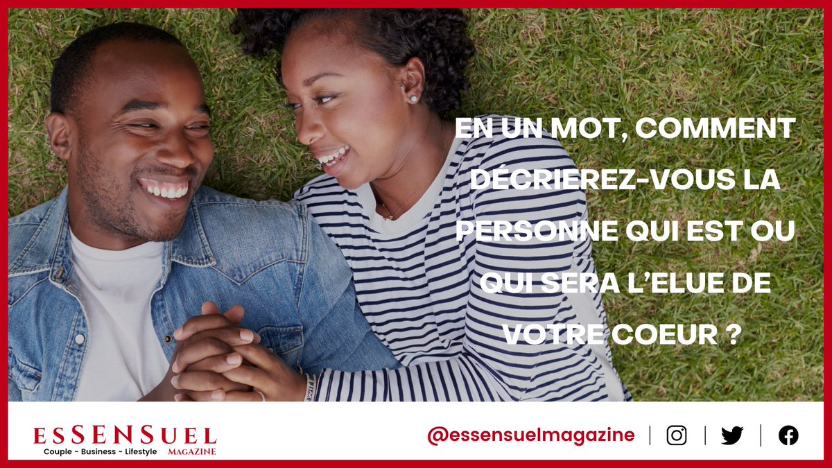 esSenSuelmag's tweet photo. Comment décrierez-vous en un mot la personne qui est ou qui sera l'élu (e) de votre cœur ?
Faites nous rêver 😍😍
#essensuelmagazine #coupleday #viedecouple #attentesauseinducouple https://t.co/wMgTPHlGP8