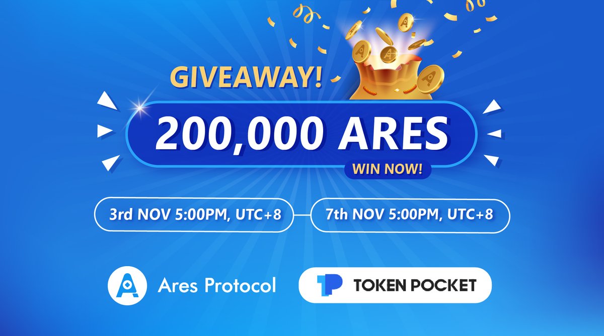 AresProtocolLab's tweet photo. To celebrate cooperation with @TokenPocket_TP
💰 200,000 $ARES GIVEAWAY!

For entry:
1⃣Follow &amp; RT 
2⃣Join Telegram https://t.co/wUW2PNm5io
3⃣Download TP wallet https://t.co/AdBHKg7Kq0
4⃣Fill this form https://t.co/pIdwY03Pes

🥂GOOD LUCK!
 #TokenPocket #polkadot  #kusama #Oracle https://t.co/H3SvDXassQ