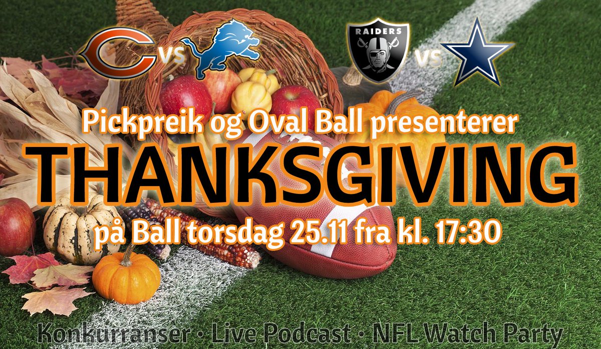 catch_podkast's tweet photo. ✨ Pickpreik + Oval Ball = sant ✨

Norges to #NFL-podcaster inviterer til Thanksgiving-watchparty på Ball i Oslo 25. nov! 🦃🍻

Det blir konkurranser med premier og muligens en livepodcast før første kamp starter 18:30.

Vel møtt! 

PS! RT for å vinne Pickpreik-kopp ☕️ https://t.co/TmGluNnx4G