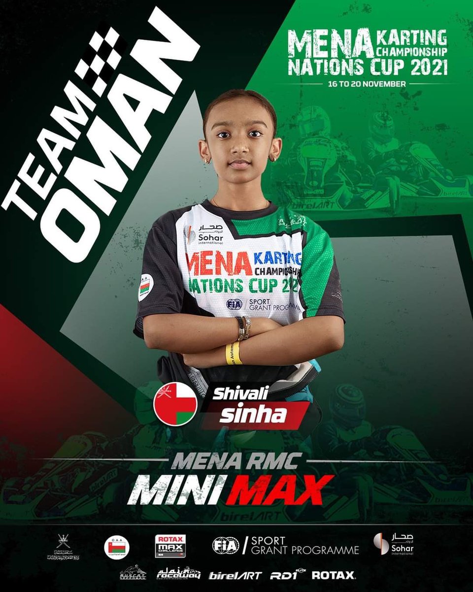 BSSalalah's tweet photo. Huge congratulations to our Y7 student, Shivali Sinha, who today has been announced as representing Oman in the MENA Nations Cup Karting Championship 2021. Lots of luck from all of us at BSS
#MENANationsCup2021 #GoGirl #InspiringWomen #LearningEthosMotivated https://t.co/Gk6CL68E9e