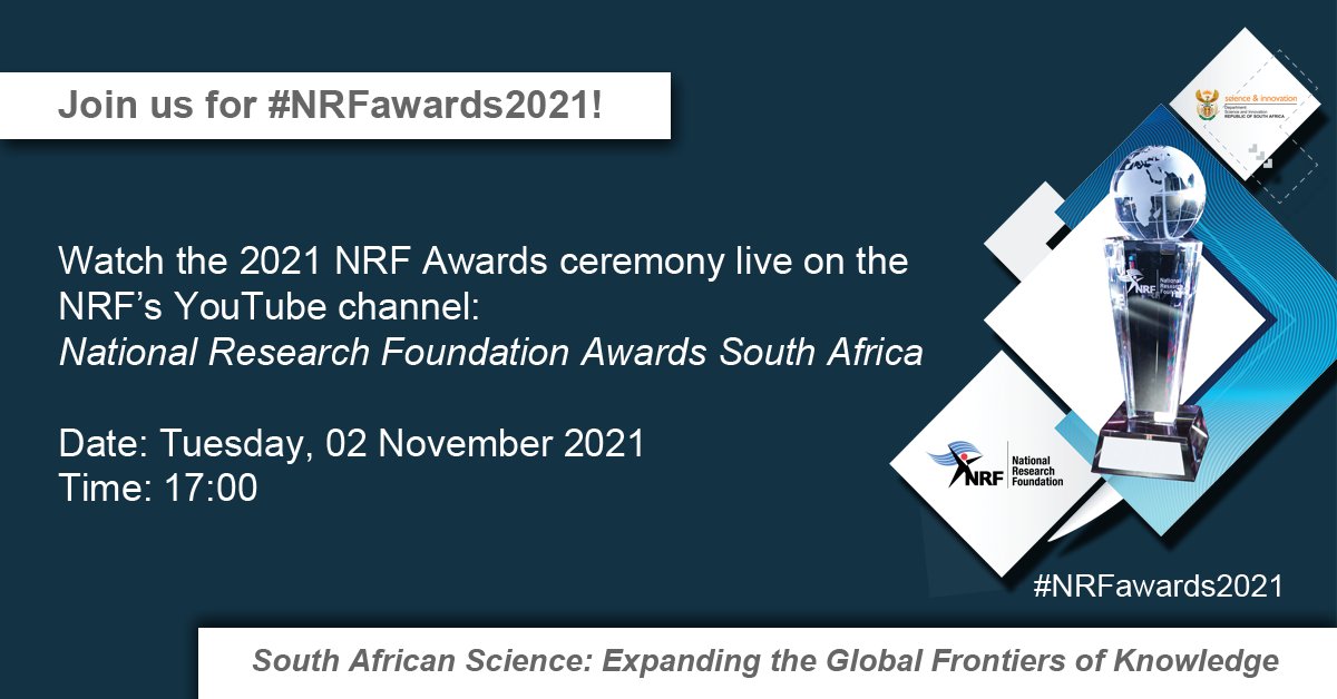 The #NRFawards2021 ceremony will be streamed live on the NRF’s YouTube tonight at 17:00. Please follow this link to watch: bit.ly/3CGK1hm