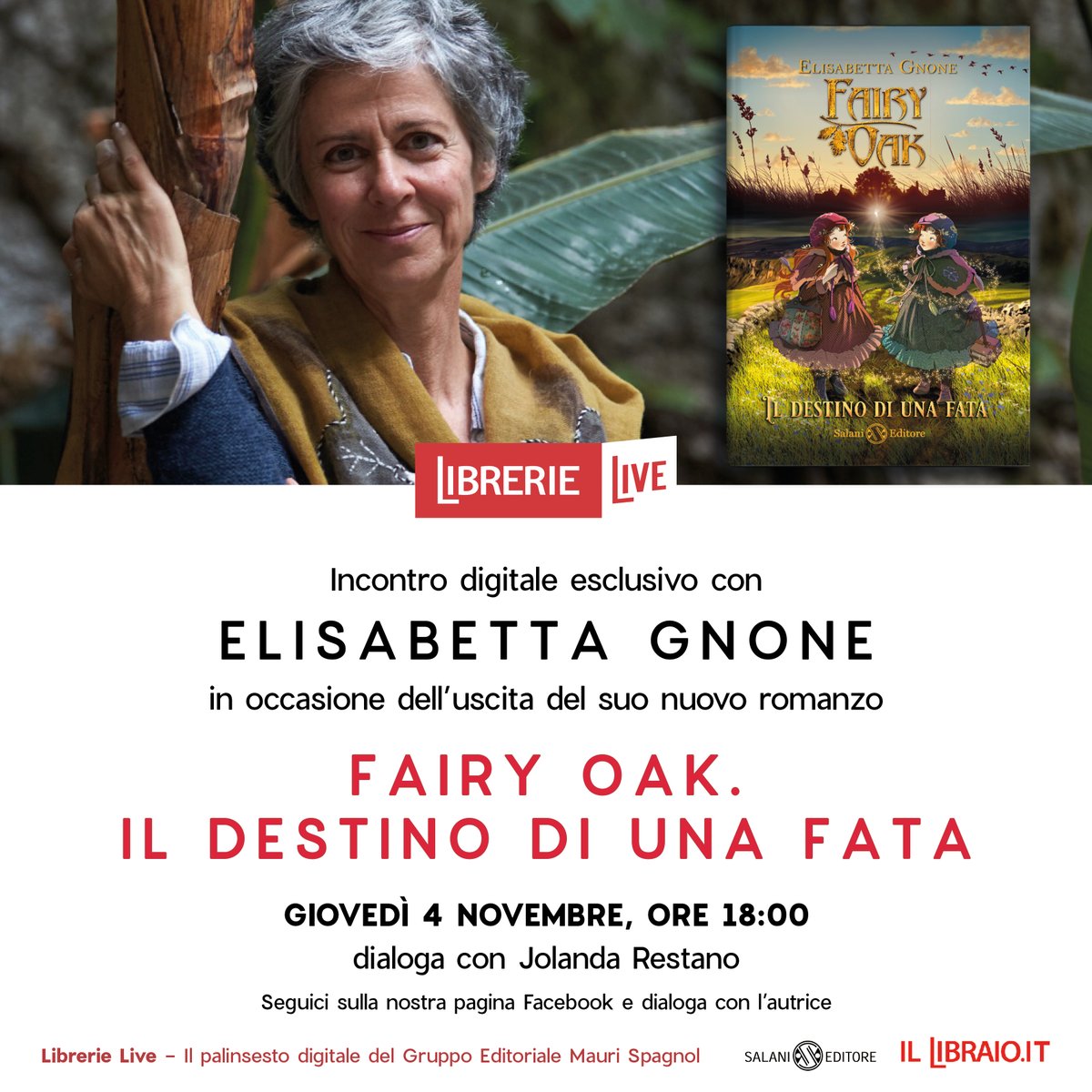 A #LibrerieLive torna @GnoneElisabetta per presentare il nuovissimo romanzo della saga Fairy Oak (<a href="/salanieditore/">Salani Editore</a>). Per l'occasione l'autrice dialoga in diretta con <a href="/JolandaRestano/">Jolanda Restano</a>. Vi aspettiamo su Facebook in diretta! bit.ly/3k0g0C5