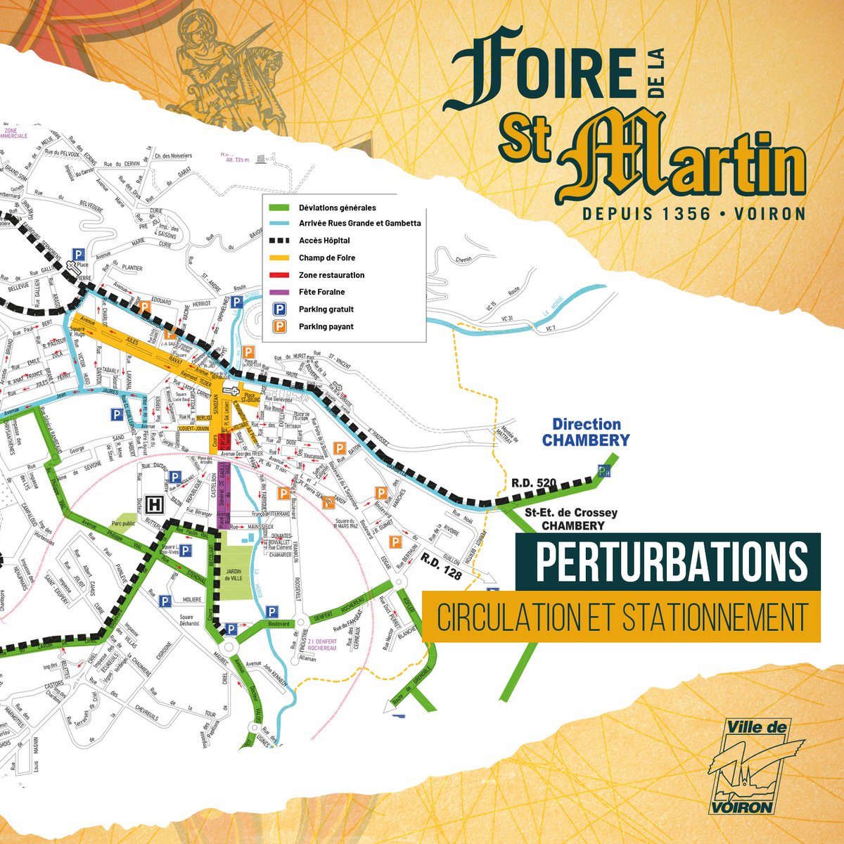 ℹ INFOS CIRCULATION ET STATIONNEMENT 
🟠🟡 Foire de la Saint-Martin 🟠🟡
#voiron #villedevoiron #foiresaintmartin