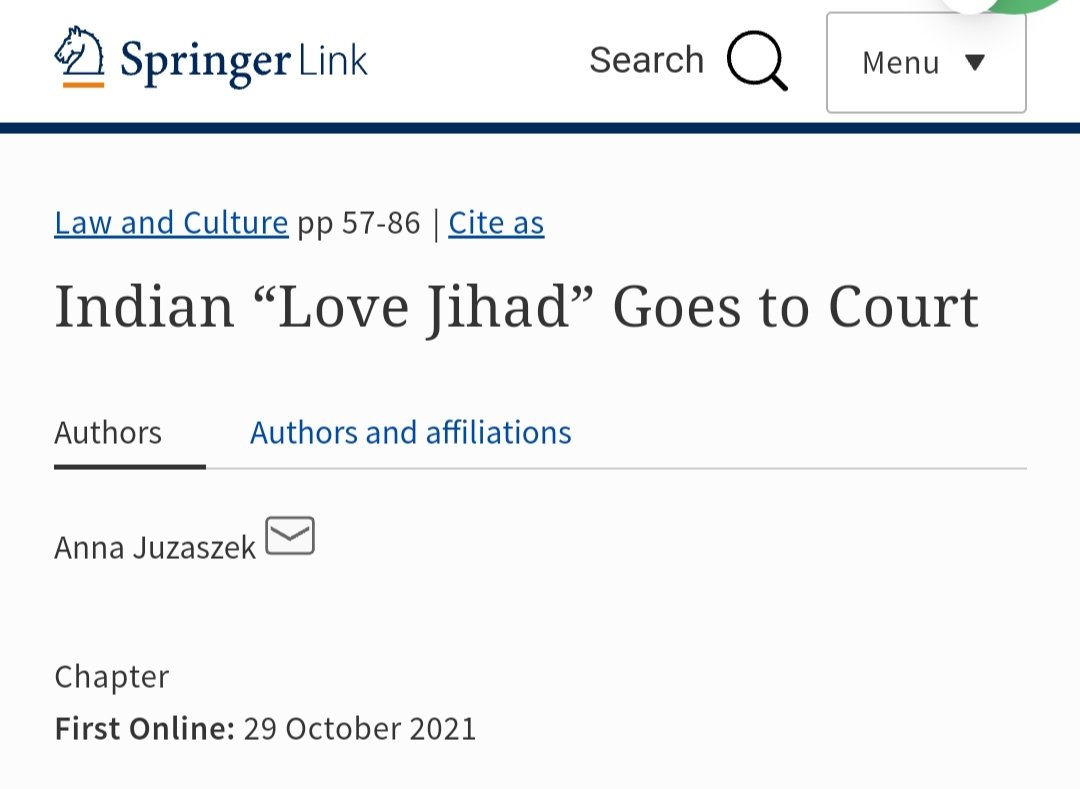 MJuzaszek's tweet photo. Springer has just released a book 'Law and Culture' with the papers by researchers from Departament of Legal Sociology @JagiellonskiUni. My wife wrote one about Indian #lovejihad and #hadiyacase. Highly recommended to read! :) https://t.co/FgKBhdG7Ss