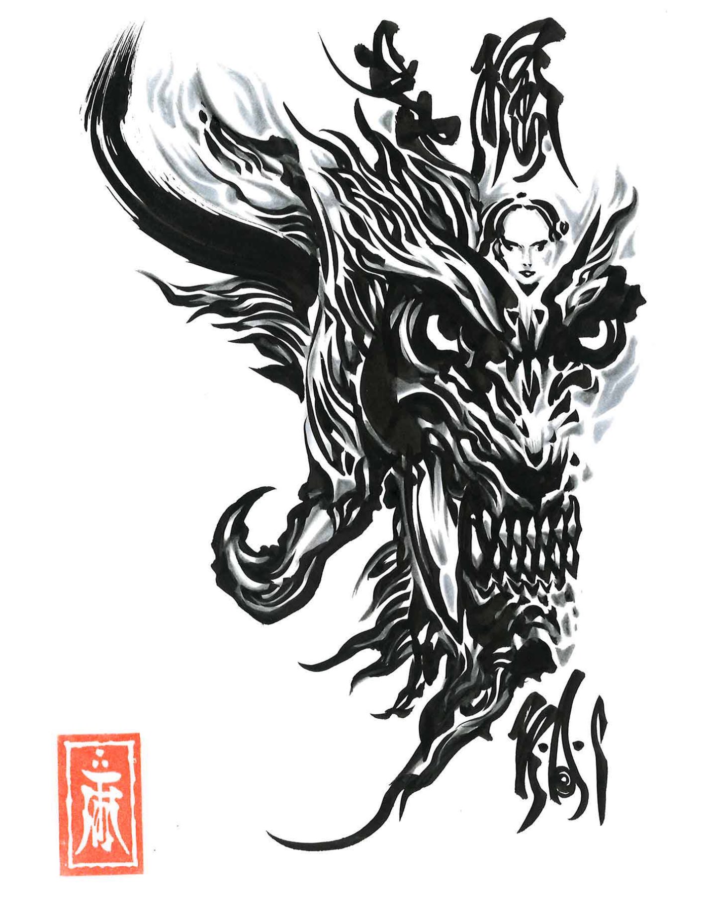 流行 牙狼 雨宮慶太描き下ろしイラスト掛け軸 牙狼 雨宮慶太描き下ろし