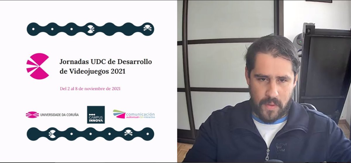 videojuegosAEVI's tweet photo. .@ArtMonedero, vicepresidente de AEVI está impartiendo la charla ‘La industria indie de los #videojuegos’ dentro de las ‘Jornadas UDC de Desarrollo de Videojuegos 2021’ @udc_gal @fcomcoruna síguelo aquí 👉 https://t.co/z7XngbskWK https://t.co/N4J3vuXHLl