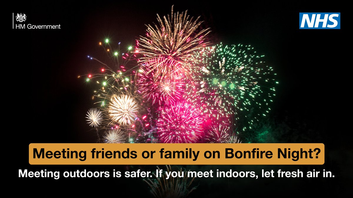 Meeting friends or family on #BonfireNight? 

Remember meeting outdoors is safer. If you go indoors, don't forget to open windows and let fresh air in.

#COVID19