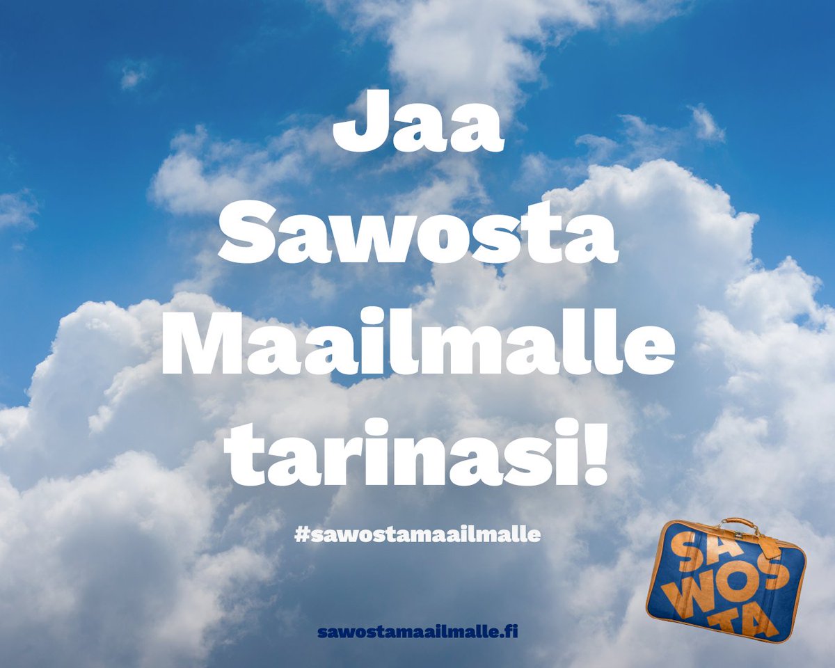 Jaa oma kansainvälistymistarinasi sosiaalisessa mediassa käyttäen aihetunnistetta #SawostaMaailmalle. Kansainvälistymistarinat voivat olla yritysten tarinoita kansainvälistymisprosessista, kokemuksia kansainvälisten osaajien palkkaamisesta tai mitä tahansa teemaan liittyvää!