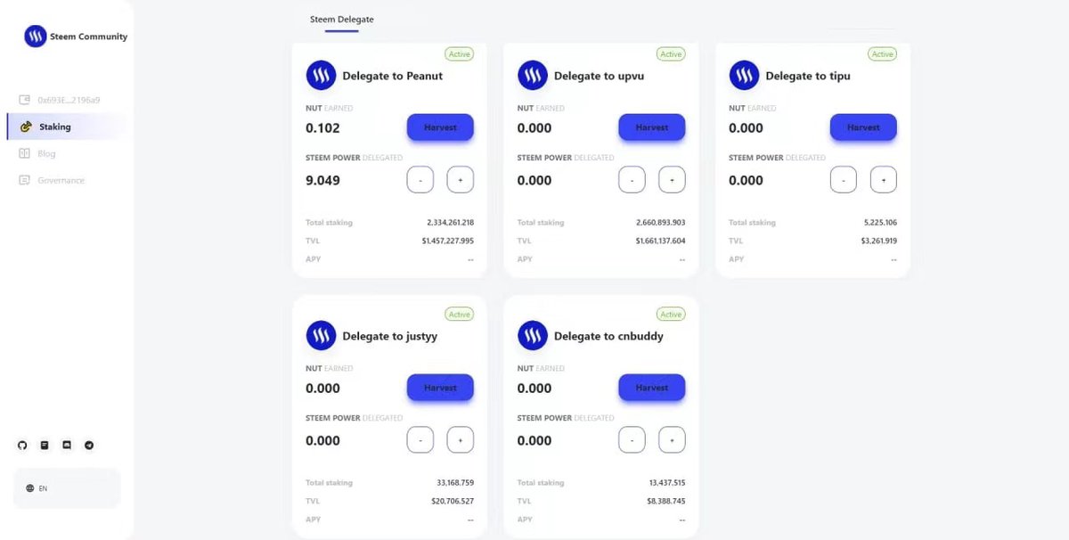 NutboxDao's tweet photo. #Walnut Mainnet [https://t.co/KfKevGxZ2b ]has been launched for nearly 21 hours. Currently, there are 5 staking pools in #Steem Community, Delegate #SP  4,605,379 #TVL $3,150,716🚀🚀🚀
#BSC #Peanut #upvu #tipu https://t.co/dM8YIAxKAs