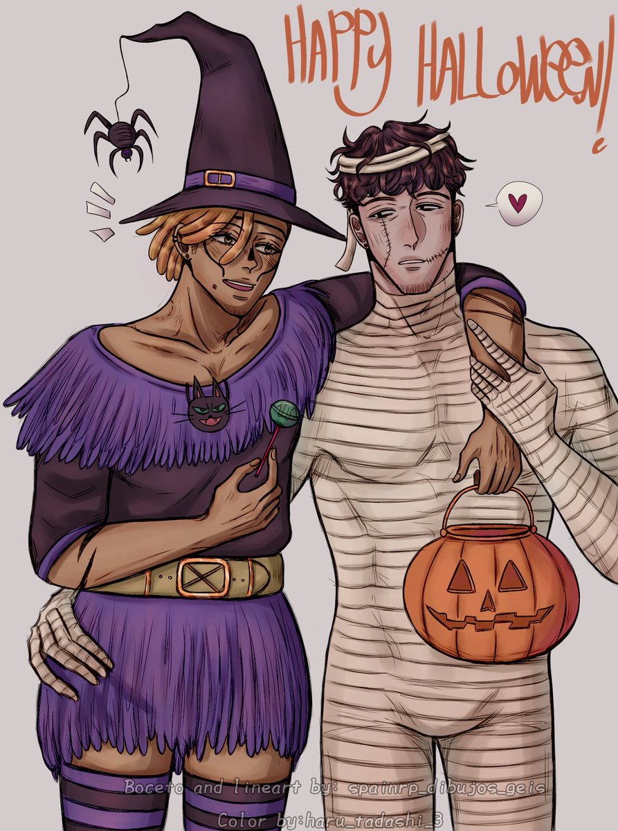 Nich0K_'s tweet photo. Collab de halloween que hice con @Haru_16f uwu💖💕💕
Yo realicé el boceto y el lineart, y haru realizó el coloreo tan precioso que ven fua🛐💖💕💕
Su coloreo es genial 😩💕
Ya no es jalowin, pero no me importa felíz jalowin buu 👻✨!
#grincob #spainrpfanart #spainrp https://t.co/rK4UsY8Tdd