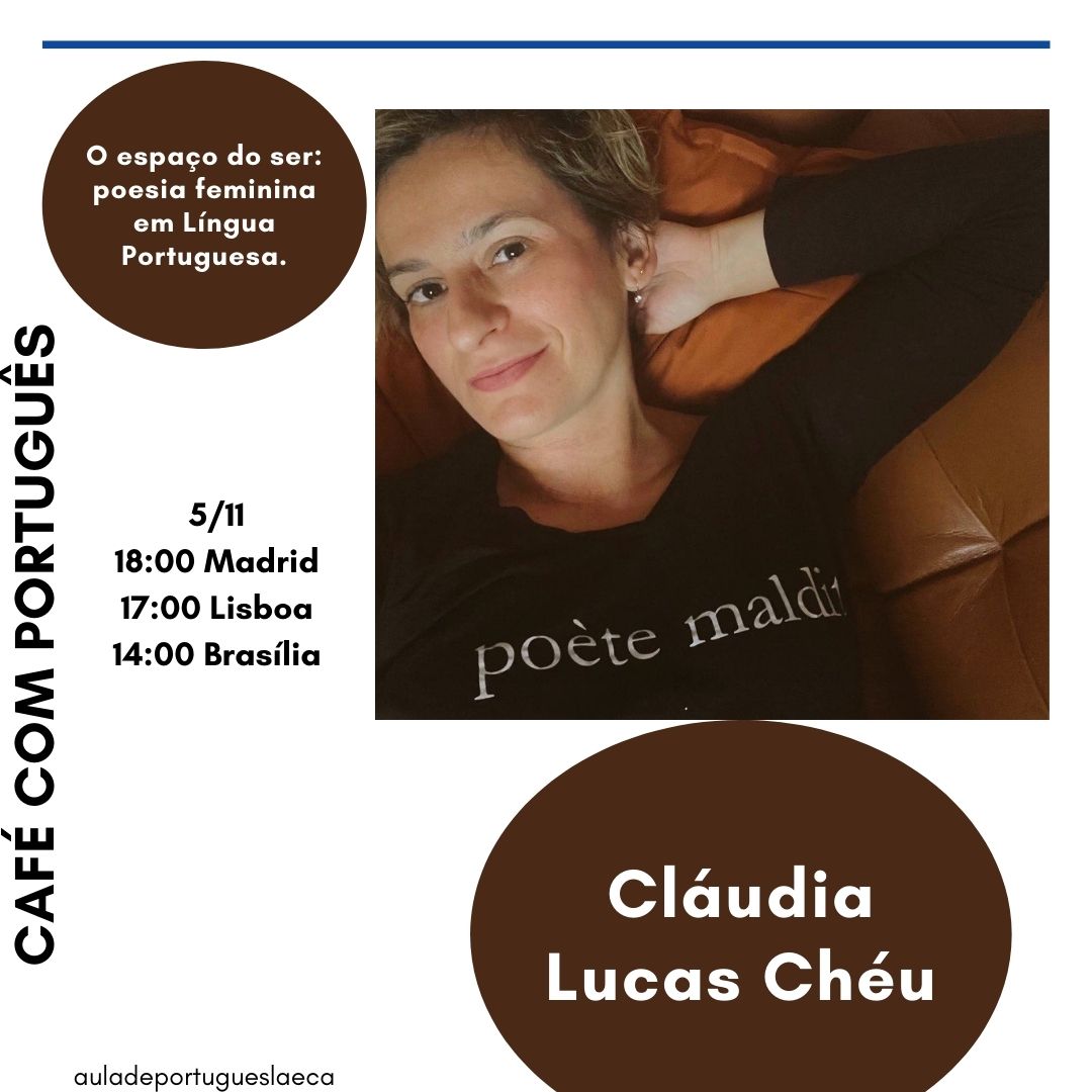 carlanepomusk's tweet photo. Café com português
Sexta-feira, dia 5 de novembro, às 18:00, participa numa conversa com a escritora, poeta, dramaturga e argumentista Cláudia Lucas Chéu.
@claudia_lucas_cheu
https://t.co/BPDbcjhWmZ
#cafécomportuguês #poesia #mulheres #lersabem #partilhas #escritora https://t.co/uozL0s57YM