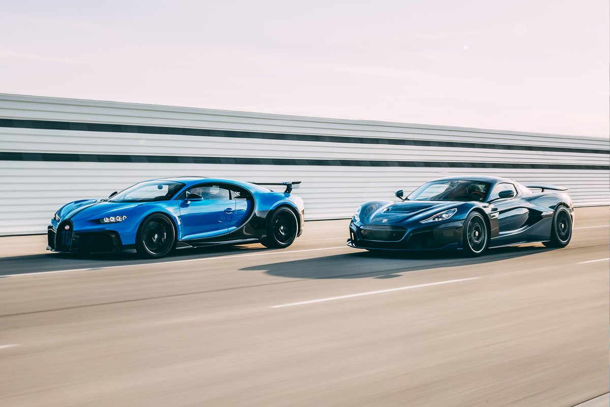 Bugatti's tweet photo. BUGATTI is looking forward to an exciting future in the new joint company “BUGATTI Rimac”  commencing its business operations as of today, marking the beginning of a new chapter in automotive history. 
@AutomobiliRimac @Porsche @MateRimac

#BUGATTI #BUGATTIRimac https://t.co/ycKoTsulQ7