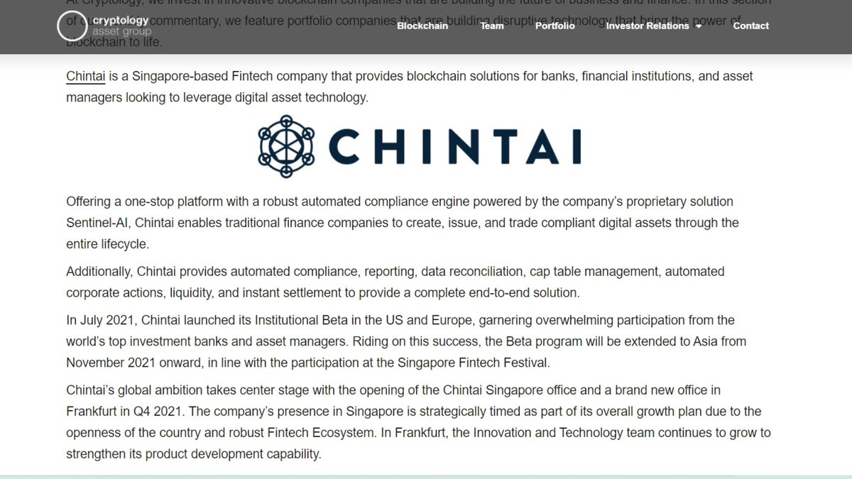 ChintaiNetwork's tweet photo. @CryptologyAG Thank you for featuring Chintai, and it's straight from the desk of @Patrick_Lowry_ 
Learn more https://t.co/UXE9uSYdU0 

#tokenization #capitalmarkets #automatedcompliance #SaaS https://t.co/BaCHVEjGfO